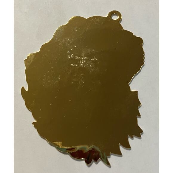 Vintage Brass Etched Ornament Santa Claus Face Gloria Duchin 1992 Made in USA - Picture 5 of 10